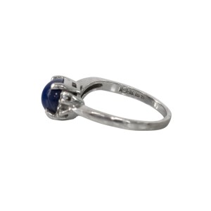 14k White Gold Diamond and Blue Star Sapphire Ring