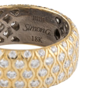 Simon G. 18K Yellow Gold 1.5ct. Diamond Eternity Band Ring Size 6
