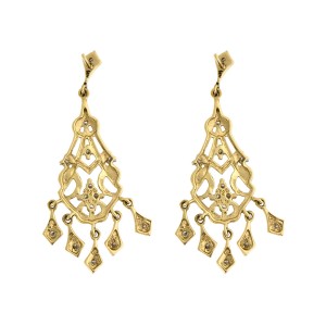 14k Yellow Gold and Diamond Chandelier Earrings