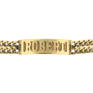14k Yellow Gold Engraved ID Cuban Link Bracelet