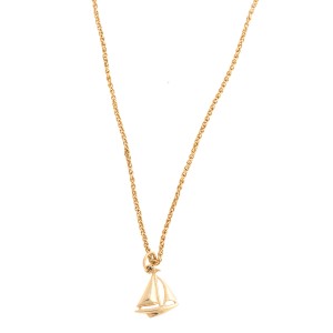 14k Yellow Gold Sail Boat Pendant Necklace