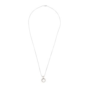 14K White Gold 0.20ct. Diamond and Pearl Pendant Necklace