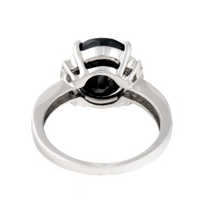 Sterling Silver Black Sapphire Solitaire Ring Size 6.25