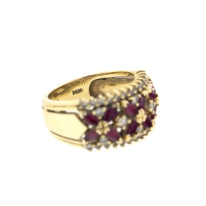 14k Yellow Gold Diamond and Ruby Ring