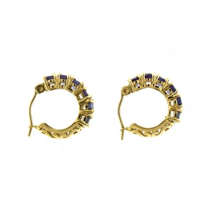 14k Yellow Gold Tanzanite Huggie Earrings	