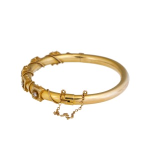 14K Yellow Gold 0.10 Ct Diamond Cuff Bracelet	