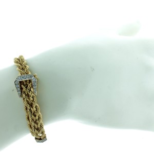 14K Yellow And White Gold And Diamond Buckle Accent Bracelet
