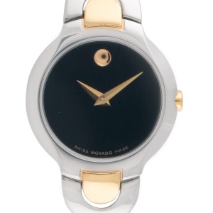 Movado Kara 81 A1 1846 Dual Tone Stainless Steel with Gold Plating Black Dial 25mm Womens Watch