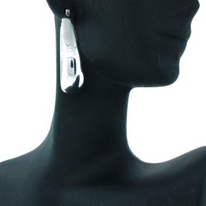 Sterling Silver Wide Oblong Shaped Earrings