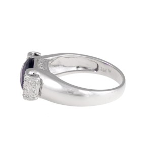 14K White Gold Diamond and Amethyst Ring Size 7