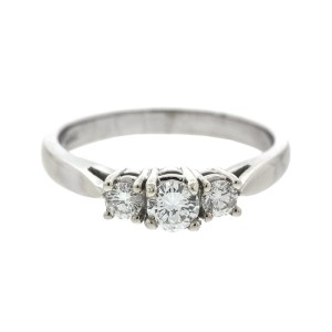 14k White Gold 3 Stone Diamond Ring