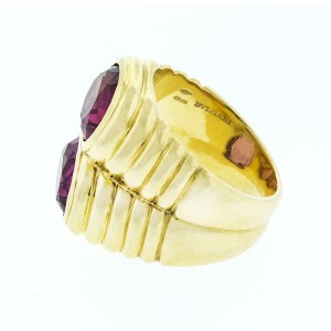 Bulgari 18K Yellow Gold Pink Sapphire Tubogas Ring
