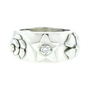 Chanel 18K White Gold 3 Symbol Comet Diamond Ring