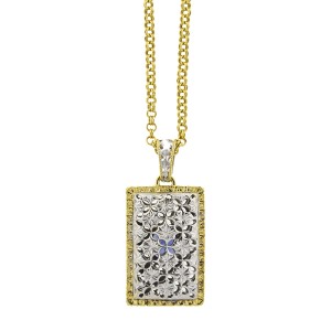 18K White and Yellow Gold Sapphire Necklace