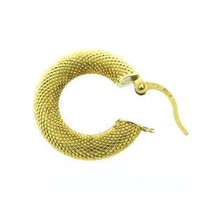 18K Yellow Gold Snake Skin Textured Hoop Earrings