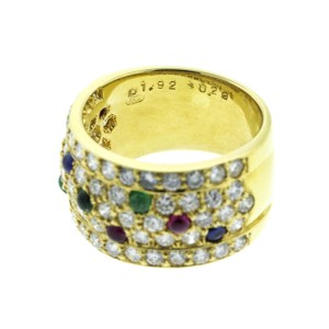 18K Yellow Gold Diamonds and Color Stone Band Ring