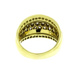 18K Yellow Gold 5 Row Diamond Band Ring