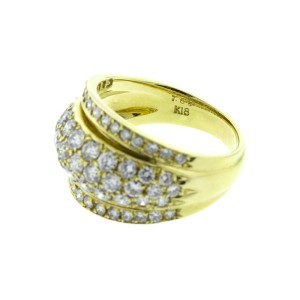 18K Yellow Gold 5 Row Diamond Band Ring