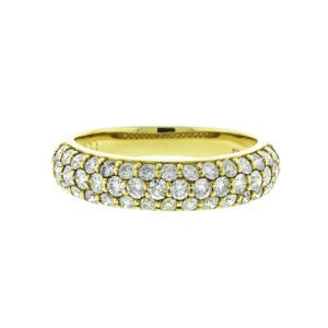 18K Yellow Gold and Diamond 3 Row Band Ring