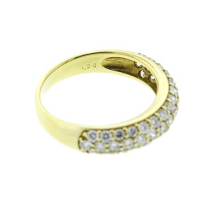 18K Yellow Gold and Diamond 3 Row Band Ring