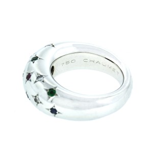 Chaumet 18K White Gold Diamond And Color Stone Ring