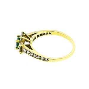 Tiffany & Co. 18K Yellow Gold Emerald and Diamond Flower Ring