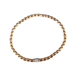 18K Rose Gold Bead and Diamond Stretch Bracelet