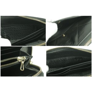 Lanvin Quilted Long Zippy Wallet Black Leather Zip Around Clutch