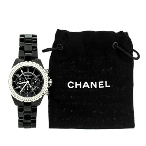 Chanel J12 Black Ceramic Chronograph Diamond Bezel Watch