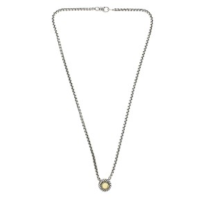 David Yurman Sterling Silver and 18k Yellow Gold Disc Pendant Necklace 