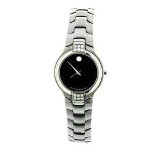 Movado Museum Ladies Model 84 G4 1852 Stainless Steel Watch With Diamonds
