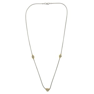 14k Two Tone Gold Cable Diamonds Necklace