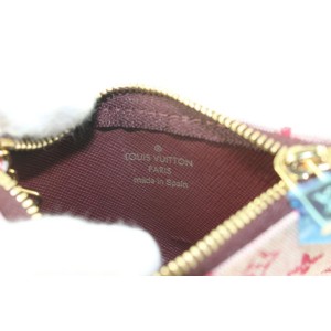 Louis Vuitton Burgundy Monogram Mini Lin Pochette Cles Key Pouch Keychain 624lvs616