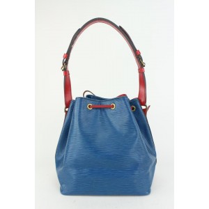Louis Vuitton Bicolor Blue Red Epi Leather Petit Noe Drawstring Bucket Hobo 914lv57