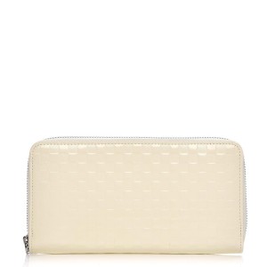 Louis Vuitton Creme Ivory Shiny Calfskin Damier Facette Zippy Wallet 861959
