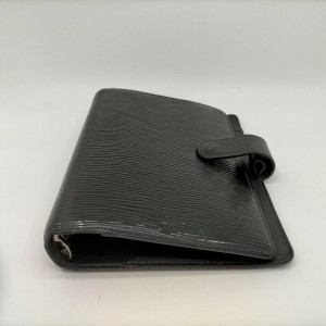 Louis Vuitton Black Epi Electric Leather Noir Small Ring Agenda PM Diary Book 863322