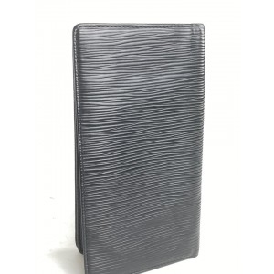 Louis Vuitton Black Epi Noir Long Bifold Card Wallet Brazza 4la520