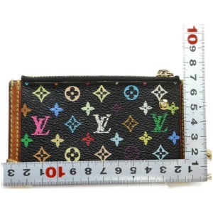 Louis Vuitton Black Monogram Multicolor Key Pouch Pochette Cles Keychain 861264