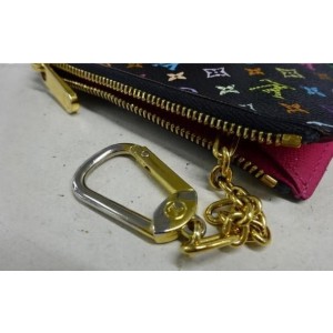 Louis Vuitton Black Monogram Multicolore Key Pouch Pochette Cles NM Keychain 861069