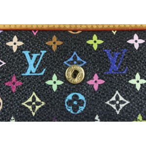Louis Vuitton Black Monogram Multicolor Sarah Flap Wallet 3lvs17