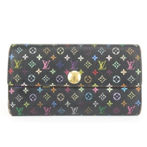 Louis Vuitton Black Multicolor Sarah Wallet Long Flap 862614