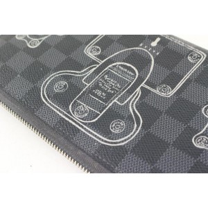 Louis Vuitton Rare Damier Graphite Trunks and Locks Zippy Organizer Wallet 581lvs615