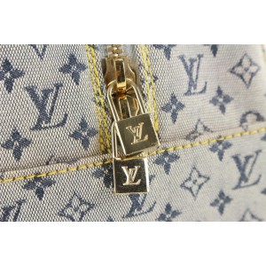 Louis Vuitton Blue Monogram Mini Lin Marie Speedy Deauville Boston Bag 607lvs616