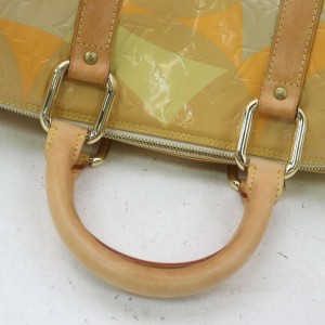Louis Vuitton Yellow Beige Monogram Vernis Fleurs Barrel Duffle Bag 863335