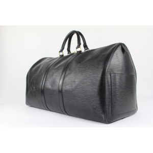 Louis Vuitton Black Epi Leather Keepall 55 Boston Duffle Bag 3LZ1020