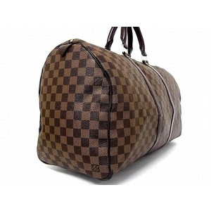 Louis Vuitton Damier Ebene Keepall 50 Duffle Bag 4lv1123