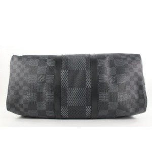 Louis Vuitton Damier Graphite 3D Keepall Bandouliere 50 Duffle Bag with Strap 9lvs18