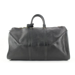 Louis Vuitton Black Epi Leather Noir Keepall 50 Duffle Bag 50lvs125