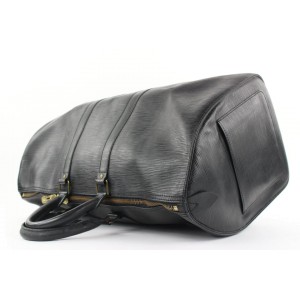 Louis Vuitton Black Epi Leather Noir Keepall 50 Duffle Bag 50lvs125