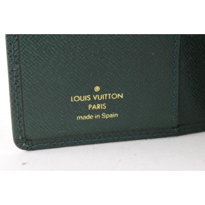 Louis Vuitton Green Taiga Leather Small Ring Agenda PM Diary Cover Book 595lvs615